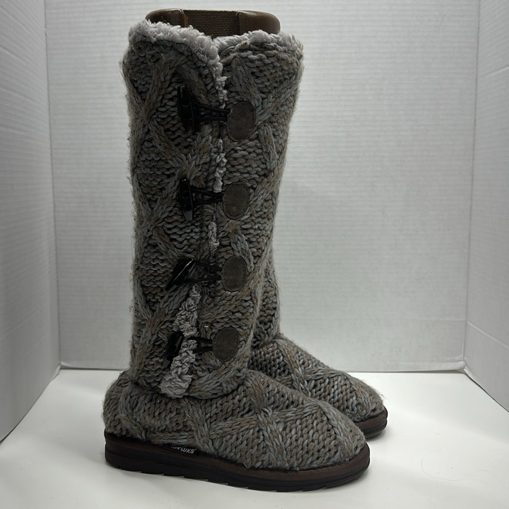 Muk Luks Mukluks Knit Sweater Boots Tall Brown Women's Size 6